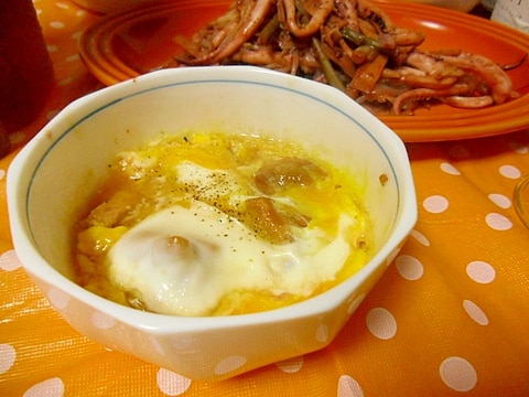 焼き鳥缶の卵とじ　レンジで簡単おかず